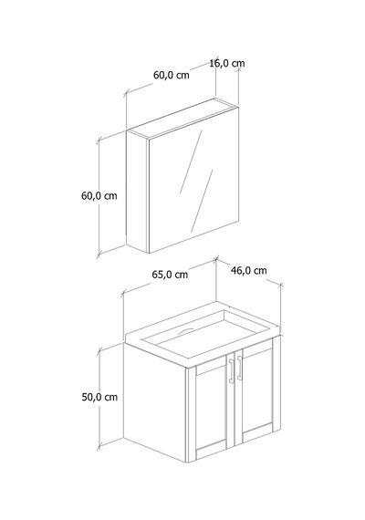 %100 Mdf 65 Cm Riva Banyo Dolabı Beyaz