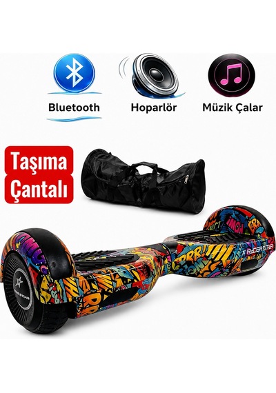 Elektrikli Kaykay Hoverboard 6.5 Inch Taşıma Çantalı Bluetooth Hoparlörlü Akıllı Denge - Rs-s5 Bang Bang