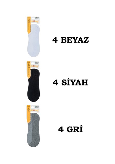 Dündar Çorap Kadın Modal Sneaker 3 Çeşit Renkli 12adet Çok Renkli