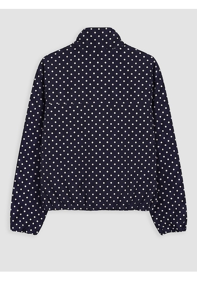 Lcwaıkıkı Classic Lacivert Dik Yaka Puantiyeli Oversize Kadın Mont