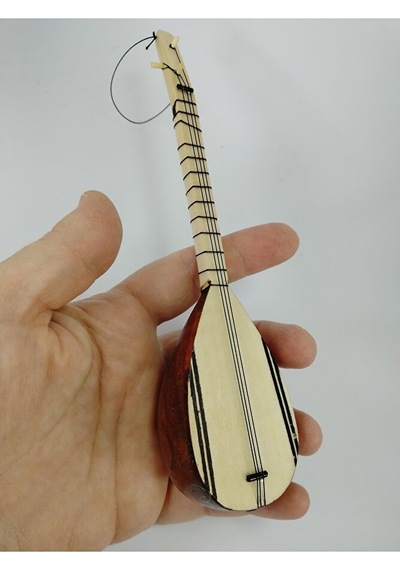 Dekoratif Ahşap Bağlama El Yapımı Minyatür Duvar Dekoru