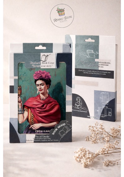 Kitap Kılıfı Ve Metal Kitap Ayracı Seti Frida Kahlo Kelebekler