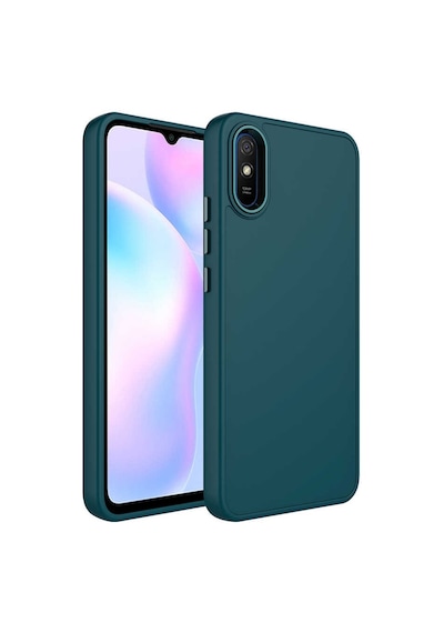 Redmi 9a Kılıf Metal Çerçeve Ve Buton Tasarımlı Silikon Tchs Luna Kapak - Lavendery Gray Lavendery Gray