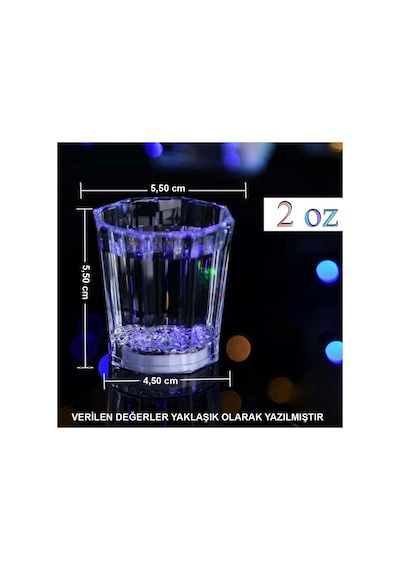 Mey İthalat Renkli Led Parlayan Fiber Optik Glow Işıklı Bardak 5,5 X 5,5 Cm Adet Fiyatıdır Çok Renkli