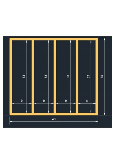 40x35 Cm Çok Bölmeli Ahşap Kaşıklık Ve Kepçelik Seti - Çekmece Düzenleyici- Ahşap Organizer