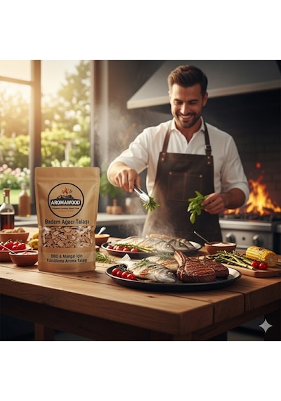 Badem Ağacı & Biberiye Özü Tütsüleme Aroma Talaşı Grill Mangal & Bbq Barbekü İçin Yoğun Aroma