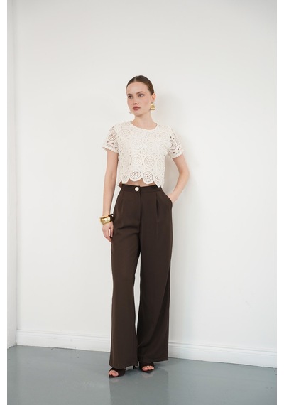 Verymoda Güpür Abiye Bluz D2142 Ham