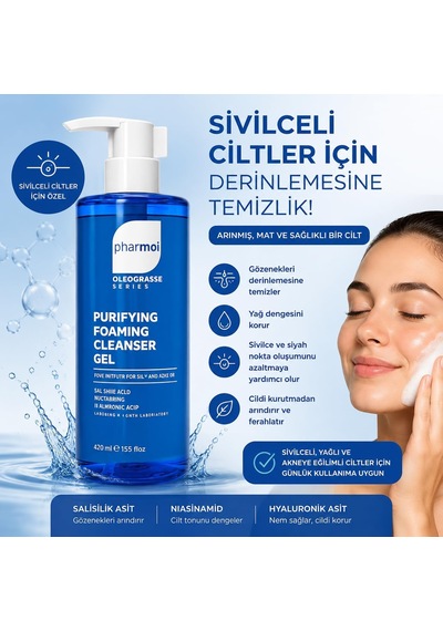 Salicylic Acid Foaming Cleanser Gel 400 Ml - Yağlı Ve Sivilceli Cilt Yüz Temizleme Jeli