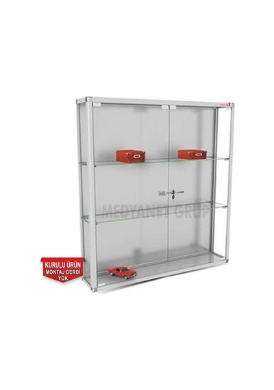 Camlı Vitrin - Camlı Dolap - Camlı Koleksiyon Vitrini 100X100X15 (528132205) Gri