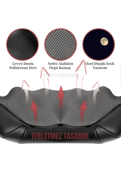 Kneading Ovmalı Isıtmalı Masaj Yastığı Boyun Bel Sırt Omuz Şarjlı Masaj Aleti Siyah - Gri
