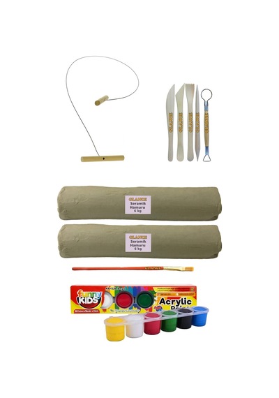 Beyaz Seramik Hamuru 6 Kg X2'Li Kil Kesme Teli 5'Li Ebeşuarlı 15