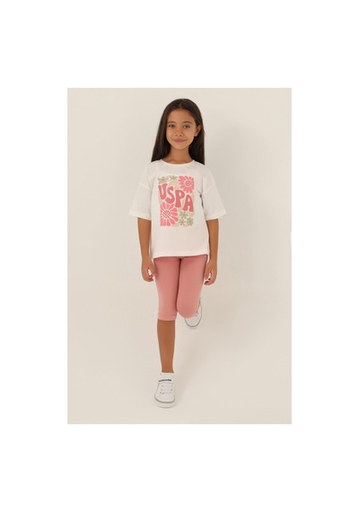 U.S. Polo Assn. U.s. Polo Assn. Lisanslı Flower Krem Kız Çocuk Kapri Takım Bej