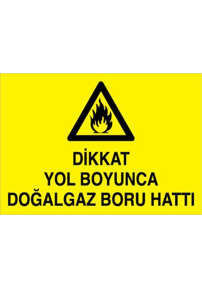 Dikkat Yol Boyunca Doğalgaz Boru Hattı Uyarı Tabelası - 35x50 Alüminyum Kompozit Panel - Dg28