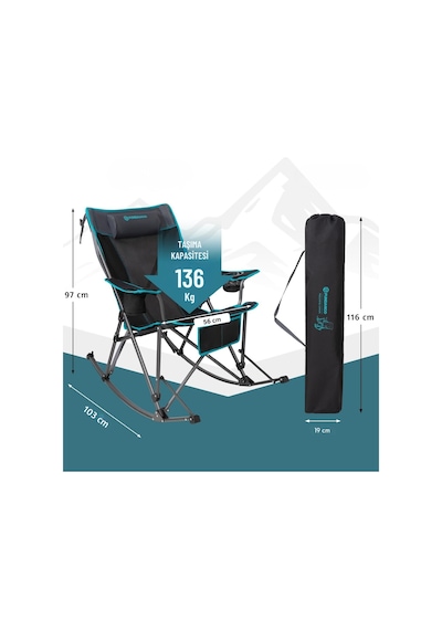 Fundango Berlin Classic Chair Plus Sallanan Katlanır Kamp Sandalyesi Blk/grey Siyah - Gri