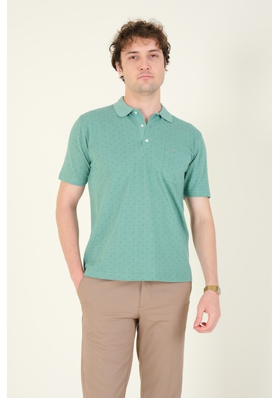 Giyim Dünyası Erkek Desenli Cepli Polo Yaka T-shirt Mint 001