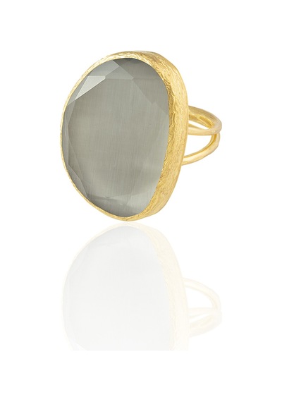 Kadir Jewellery 22 Ayar Altın Kaplama Kadın Fosil Taşlı Yüzük Gri 13840872