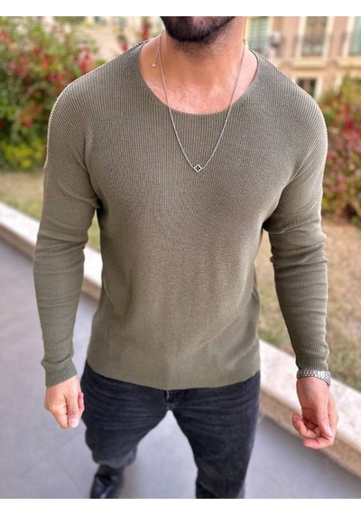 Kazak Oversize Örme Natural Pamuk Tüylenmeyen Kazak Salaş Tarz Triko Sweatshirt Dökümlü Model Ekru