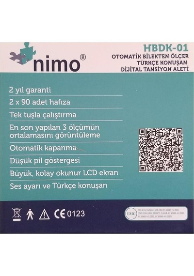 Nimo HBDK-01 (LD-737) Tam Otomatik Bilekten Ölçer Türkçe Konuşan Tansiyon Aleti