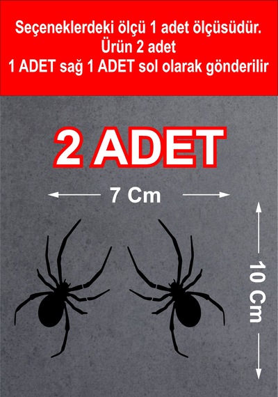 Örümcek Sticker - 2 Adet - Araba Oto Motosiklet Cam Karavan Sticker - 00102 10x7 Cm