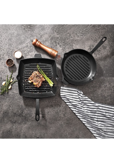 Korkmaz Casta Kırmızı Yuvarlak 28 CM Grill Döküm Tava
