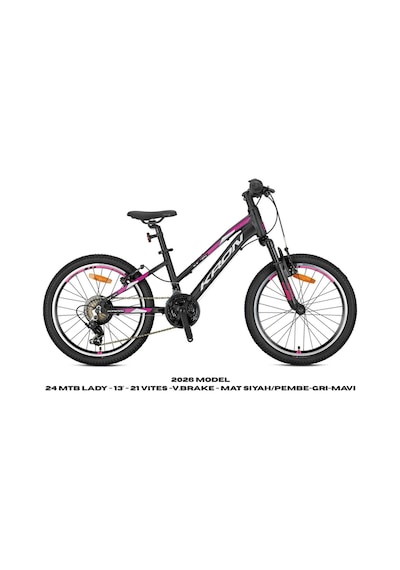 Xc 75 - 24 Mtb Lady - 13' - 21 Vites -v.brake - Mat Siyah/pembe-gri-mavi