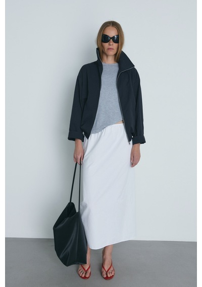Suud Collection Lacivert Nora Fermuarlı Gabardin Ceket
