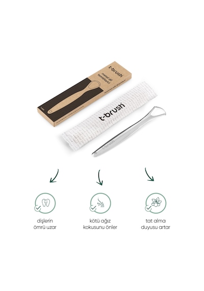 Tbrush Kremrengi Beyaz Bambu Diş Fırçası - Medium Paslanmaz Çelik Dil Temizleyici Diş Fırçası Kabı