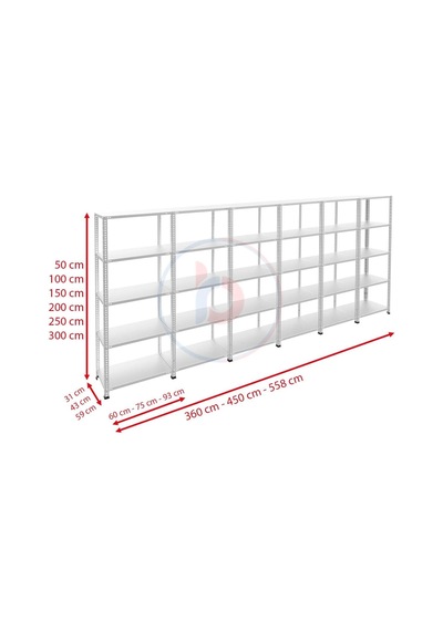 5 Katlı 6'li Galvaniz Çelik Raf - Depo, Arşiv, Kiler, Dosya, Market Rafı 43x75 Cm 200 Cm 0.70 Mm Genel 5 Katlı 6'li Galvaniz Çelik Raf - Depo, Arşiv, Kiler, Dosya, Market Rafı 43x75 Cm 200 Cm 0.70 Mm Genel