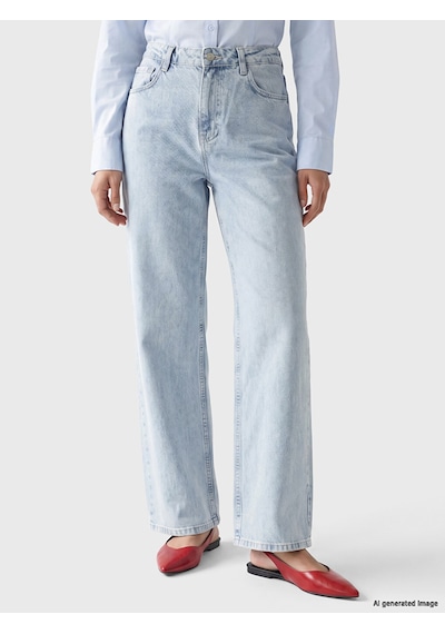 LC Waikiki Lc Waıkıkı Mavi Yüksek Bel Straight Fit Kadın Jean Pantolon
