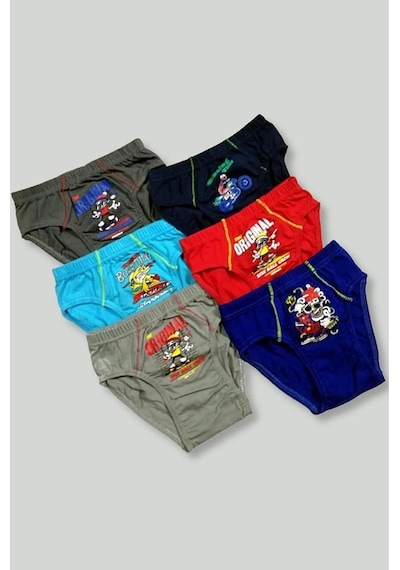 Tutku Iç Giyim Erkek Çocuk Desenli Slip Külot 6 Lı Paket