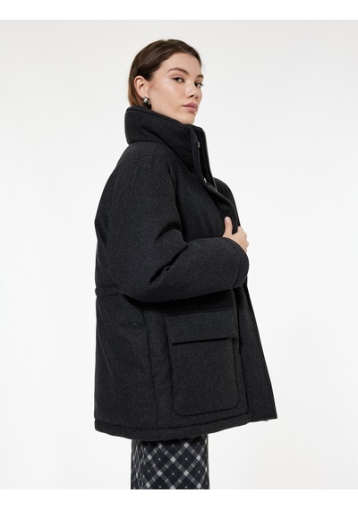 Koton Yün Karışımlı Cepli Dik Yaka Uzun Kollu Oversize Kaşe Mont Antrasit 6wak00227ew Çok Renkli Koton Yün Karışımlı Cepli Dik Yaka Uzun Kollu Oversize Kaşe Mont Antrasit 6wak00227ew Çok Renkli