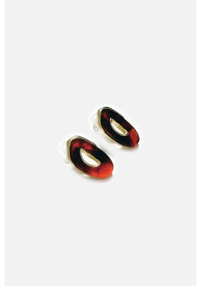 Oval Reçine Küpe Gold
