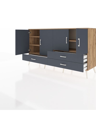 Hyperion Konsol 5 Raflı 3 Çekmeceli 4 Kapaklı 176x44x99 Çam-antra Çam-antrasit