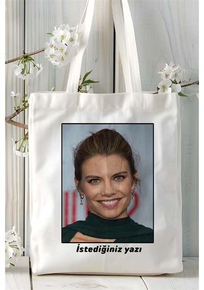 Art Hediye Lauren Cohan Baskılı Bez Çanta Omuz Çantası Kişiye Özel Desen 3 Çok Renkli