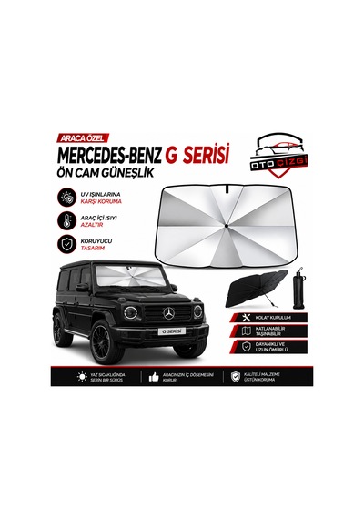 Mercedes G Serisi Şemsiye Tip Ön Cam Güneşliği Katlanabilir Uv Korumalı Araç Cam Güneşlik