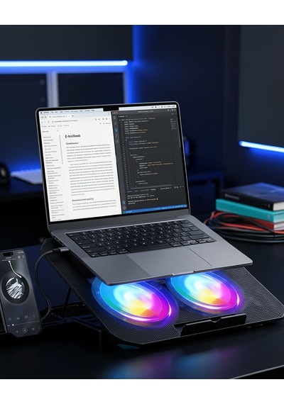 Notebook Soğutucu Stand Rgb Aydınlatmalı İki Fanlı Uczzzn33bilgisayarfanı-2