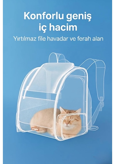 Pugalo Airmove Premium Kedi Köpek Taşıma Çantası, Silinebilir, Yırtılmaz Fileli, Bükülmez Gövde, Sırt Çantas
