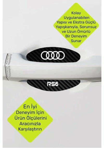 Audi Rs6 Modeline Uygun Karbon Çizik Önleyici Kapı İçi Koruma Ve Şıklık Takımı Rs6 Yazılı 4 Adet