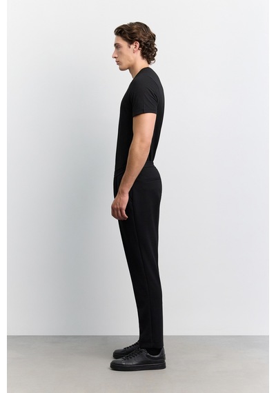 Avva Erkek Siyah Klasik Bel Viskon Karışımlı Interlok Relaxed Fit Pantolon A62y3009