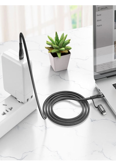 PD ACK-93 2in1 3A 60w Type-C 20 W Lightning 1.2 M Örgü Şarj Kablosu