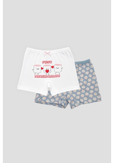 Defne Baby Kız Çocuk Desenli Premium Pamuklu Penye 2'li Boxer Şort Takımı Çok Renkli