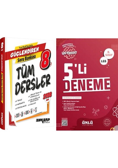 Ankara Yayıncılık 8. Sınıf Tüm Dersler Güçlendiren Soru Bankası Ve Ünlü 5 Li Deneme Seti 2 Kitap