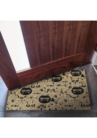 Tasarımlı Dekoratif Kapı Önü Paspas, Dış Mekan/ev İçi/banyo/mutfak/yatak Odası/giriş Paspasları Kediler, 45 Çok Renkli