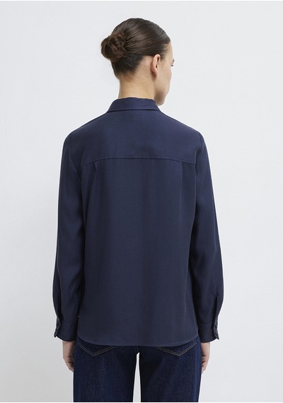 Mavi - Lacivert Tencel Liyosel Gömlek 1211506-70487 Lacivert