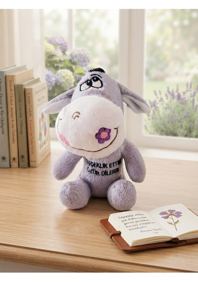 Peluş Eşek-eşeklik Ettim Özür Dilerim-25 Cm Gri
