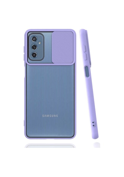 Kilifone - Samsung Uyumlu Galaxy M52 - Kılıf Slayt Sürgülü Arkası Buzlu Lensi Kapak - Lila
