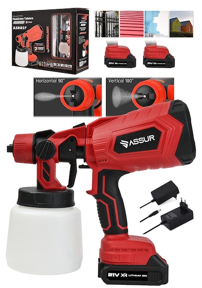 Assur ASR827 21V Çift Akü 300 MM Sprey Püskürtme Kırmızı