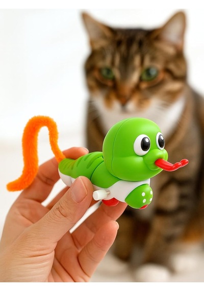 Kurmalı Yılan Kedi Oyuncağı Hareketli Interaktif Av Oyuncağı Kıvrılarak İlerleyen Kedi Eğlence Oyuncağı Tüylü Kuyruklu Mekanik Yılan