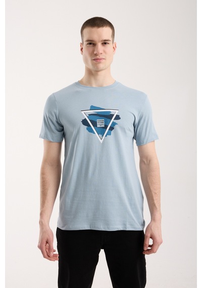 Maximodena Erkek Geometrik Baskı Detaylı Günlük T-shirt - Mavi