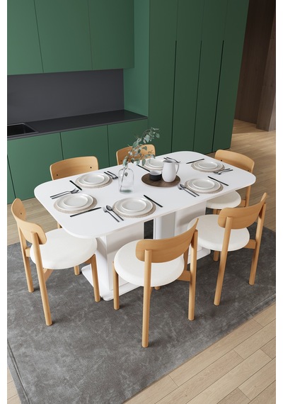 Modern Dolaplı 6 Kişilik Mutfak Yemek Masası Ve Sandalye %100 Mdf Mutfak Yemek Odası Masası Takımı Ymt06 Beyaz Modern Dolaplı 6 Kişilik Mutfak Yemek Masası Ve Sandalye %100 Mdf Mutfak Yemek Odası Masası Takımı Ymt06 Beyaz